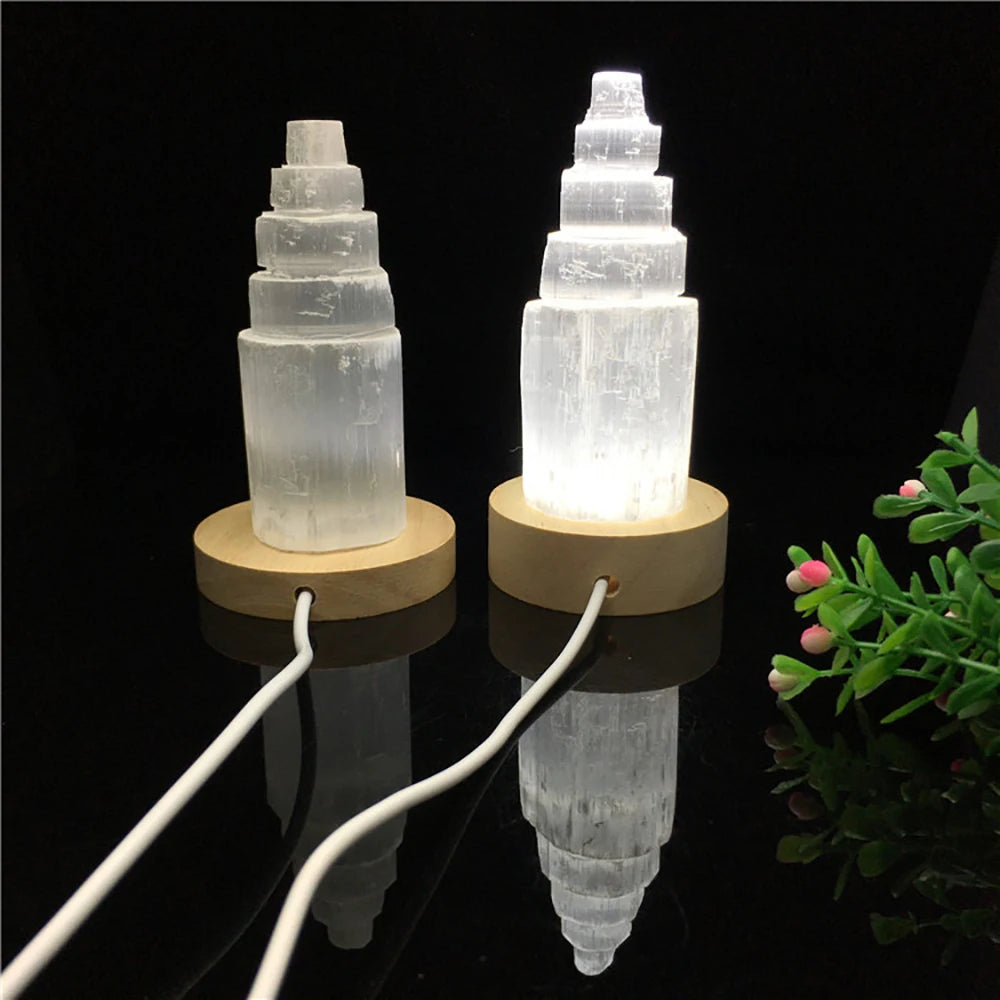 Selenite Crystal Skyscraper USB Tower