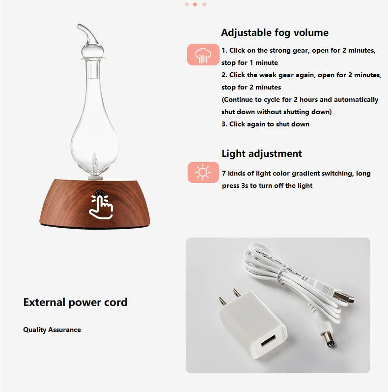 Waterless Essential Oil Diffuser W/Night Light