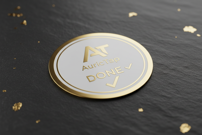 AuricTap Done NFC sticker with checkmark